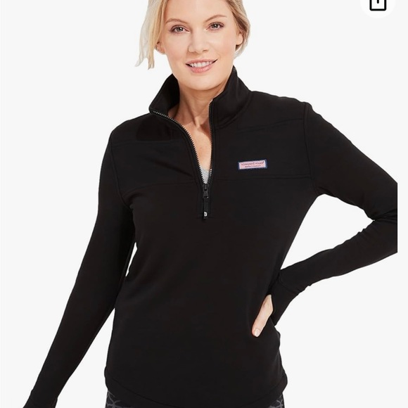 Vine, yard vines, whale women’s fleece pullover size L  half front zip up black - Picture 3 of 15